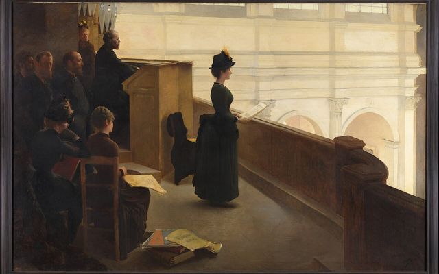 Scène musicale à l’église (peinture, domaine public)