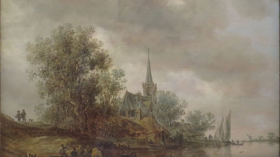 Église de village (peinture de Jan van Goyen, domaine public)